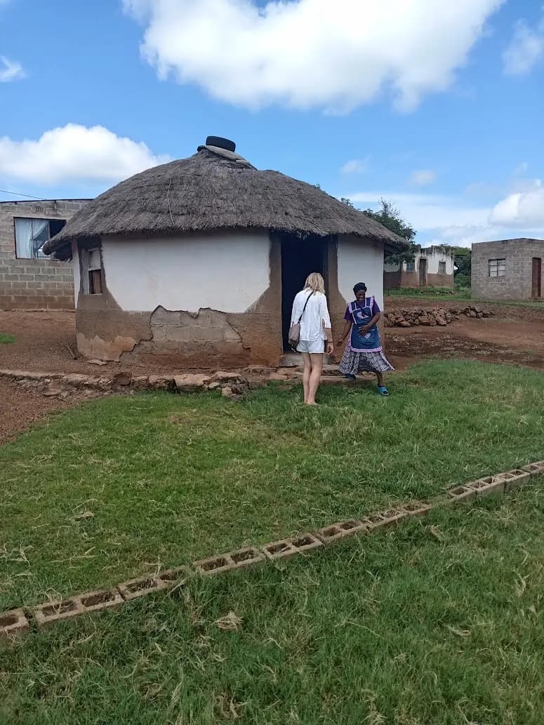 Whitewashed rondavel homestead in Macabuzela